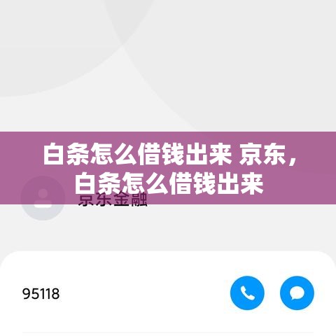 白条怎么借钱出来 京东，白条怎么借钱出来