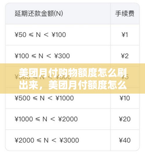 美团月付购物额度怎么刷出来，美团月付额度怎么套出来