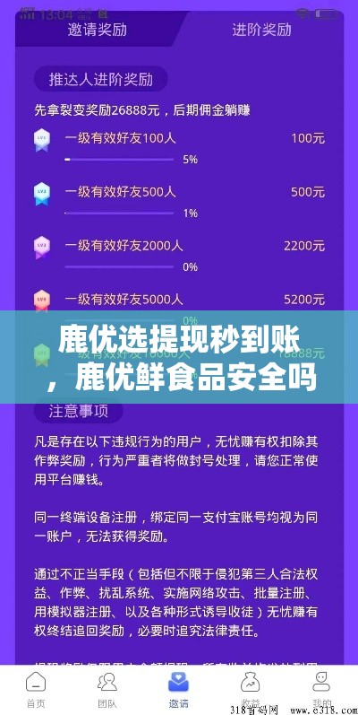 鹿优选提现秒到账，鹿优鲜食品安全吗